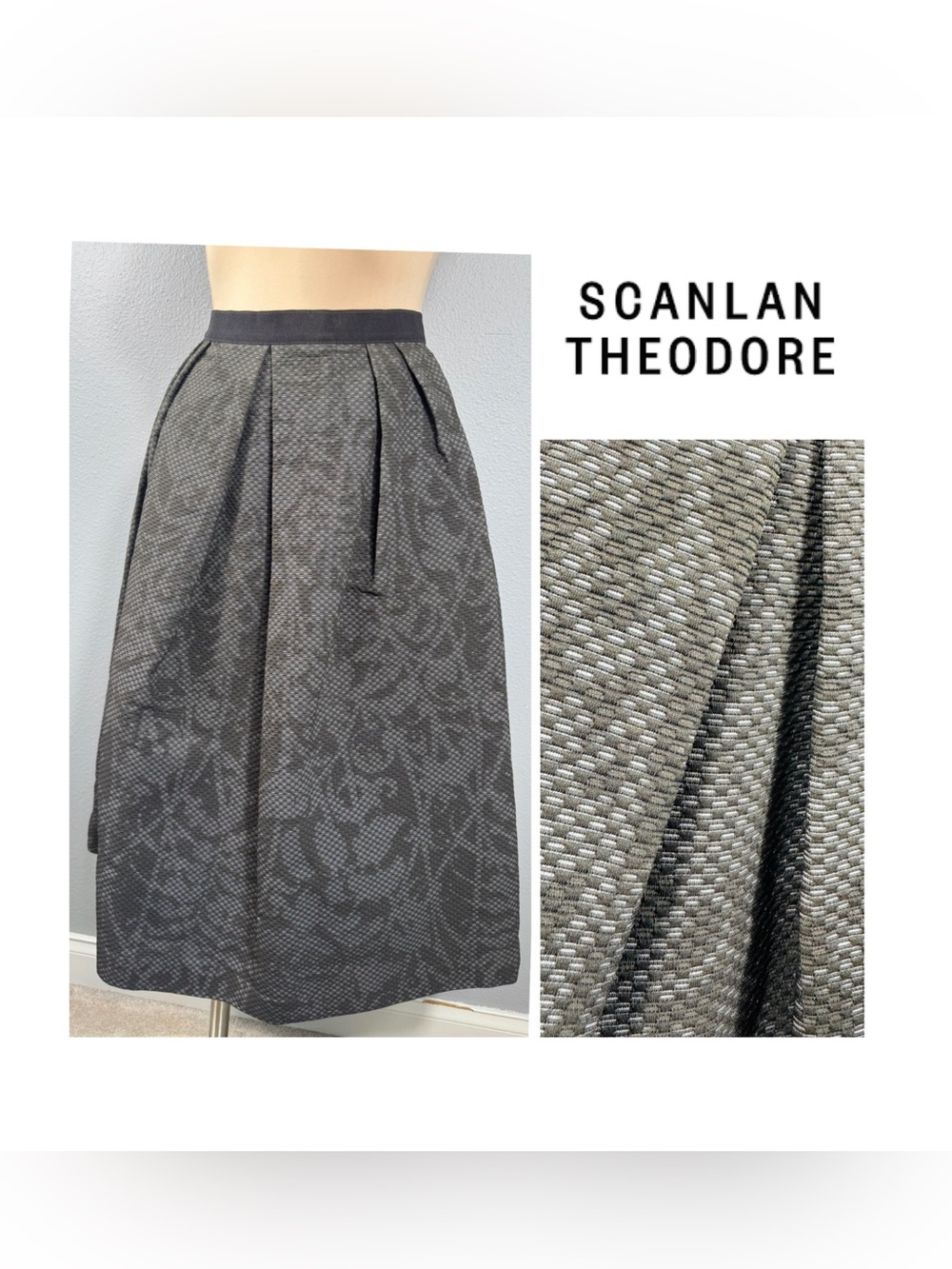 Scanlan Theodore Silk Blend Midi A-line Box Pleat Skirt